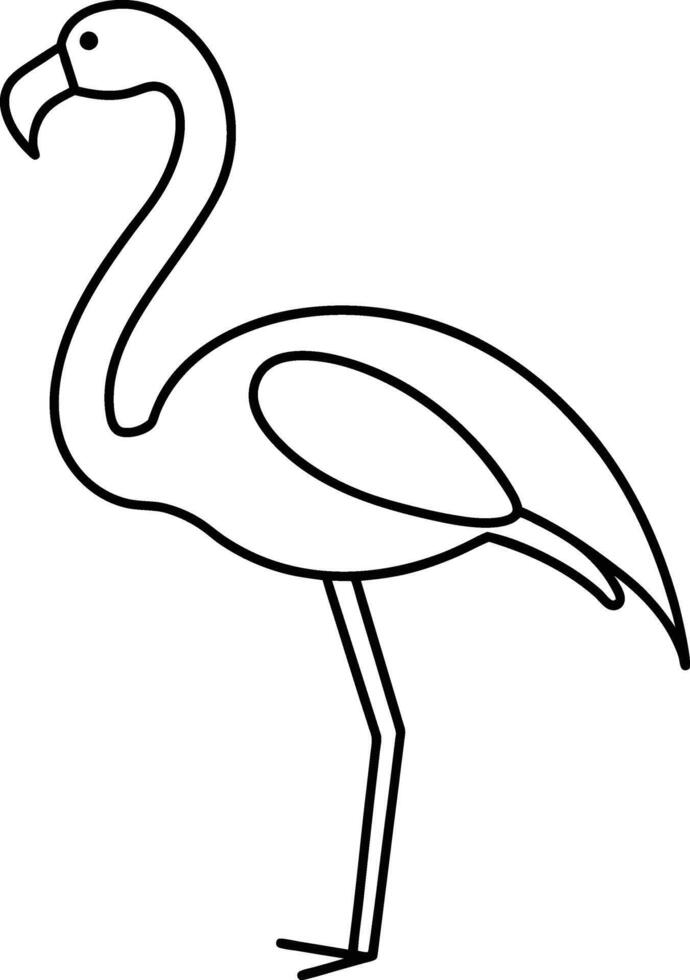 Simple flamingo for kids coloring page illustration. vector
