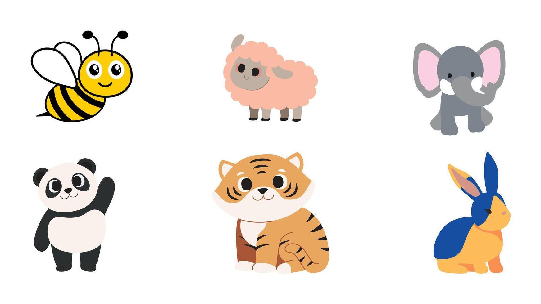 A set of cute cartoon animal collection vector
