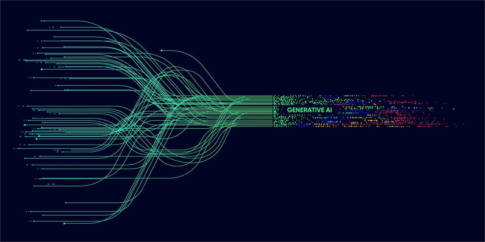 Illustration of abstract stream information. Big data, technology, AI, data transfer, data flow, , large language model, ai brain background vector