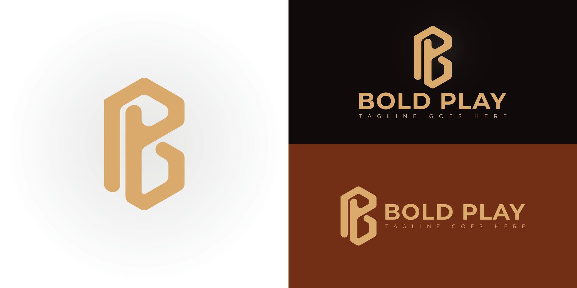 Abstract initial hexagon letters BP or PB logo in luxury gold color isolated on multiple background colors. The logo is suitable for art business company logo design illustration inspiration vector