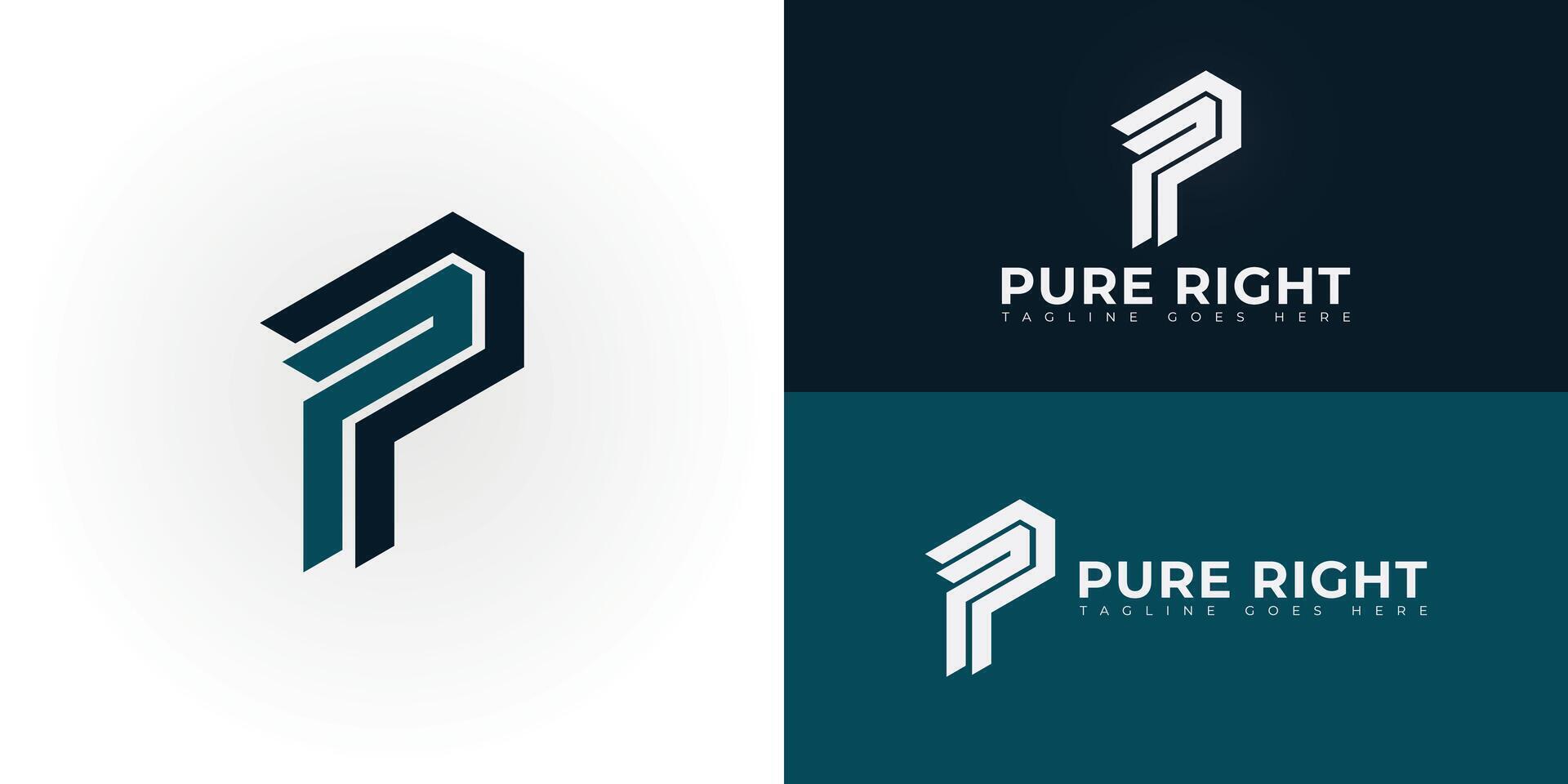 Abstract initial letters PR or RP logo in deep blue color isolated on multiple background colors. The logo is suitable for network consulting logo design illustration inspiration templates. vector