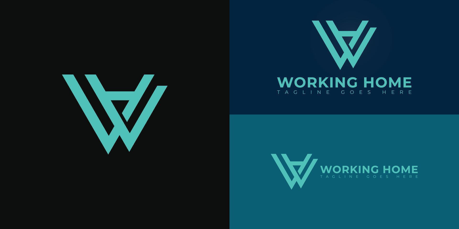 Abstract initial triangle letters WH or HW logo in blue color