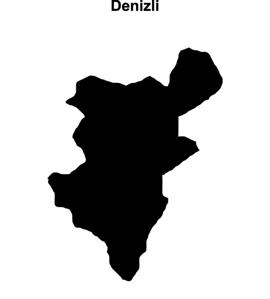 Denizli outline map vector