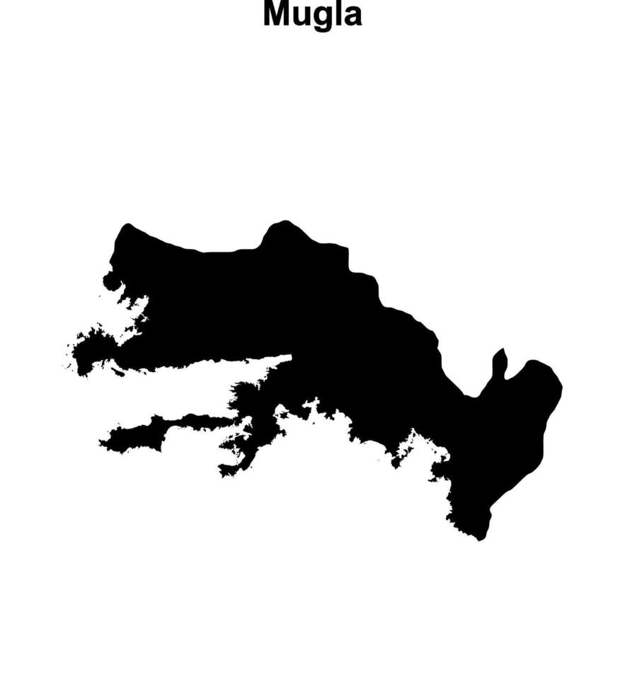 Mugla outline map vector