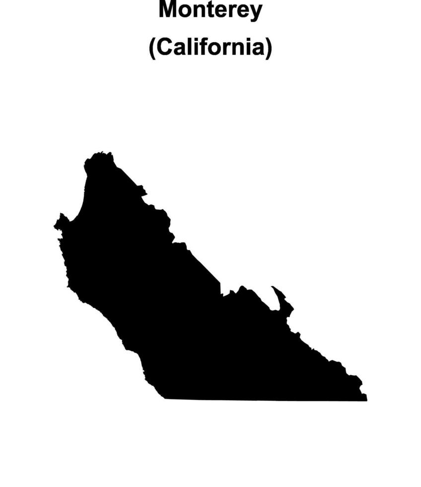 Monterey County, California blank outline map vector