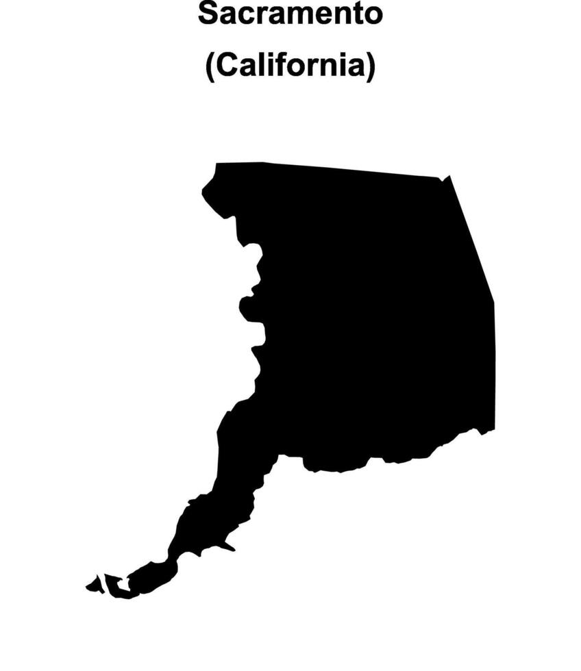 Sacramento County, California blank outline map vector