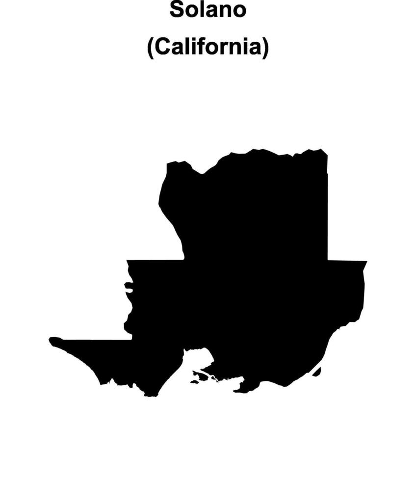 Solano County, California blank outline map vector