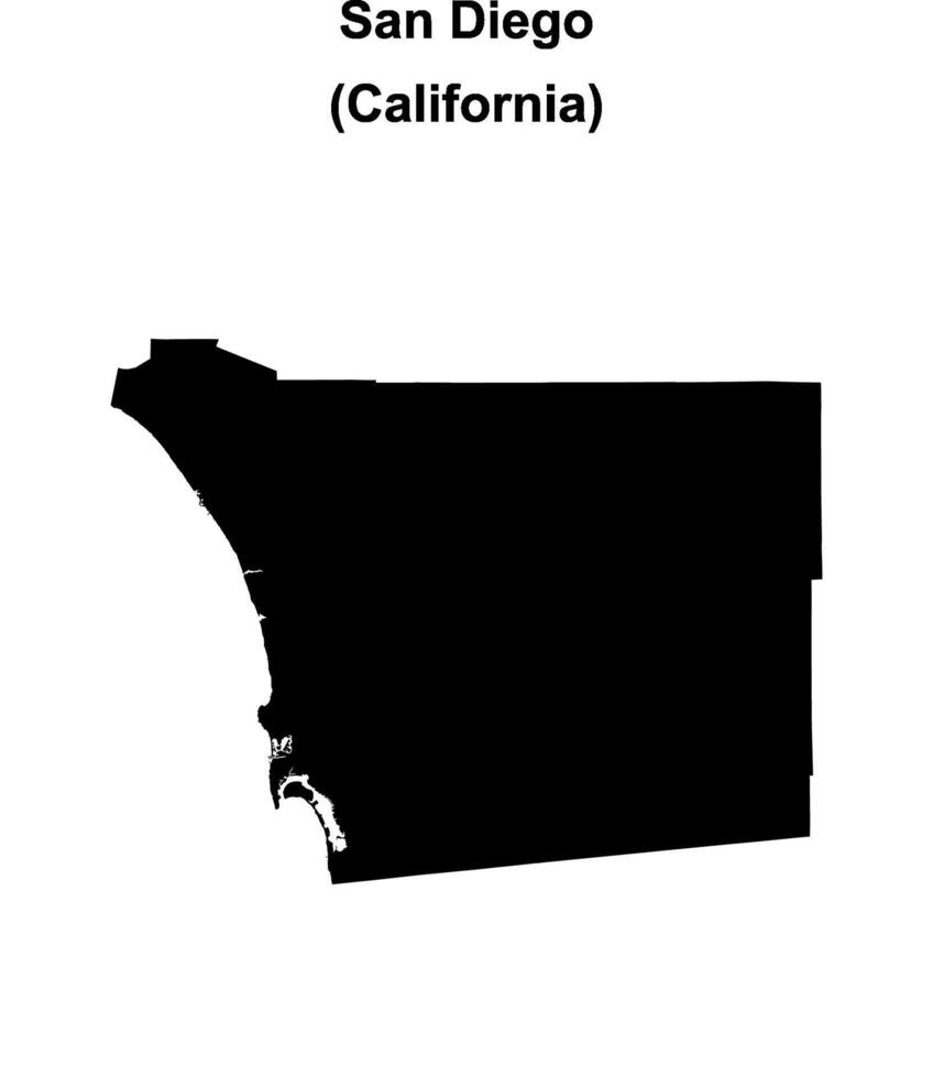 San Diego County, California blank outline map vector