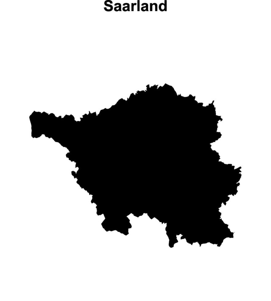 Saarland outline map vector