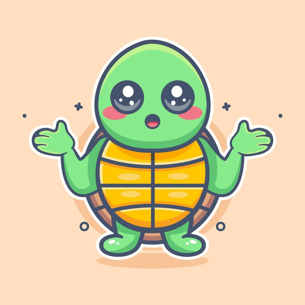 funny turtle animal character mascot cartoon with confused expression vector