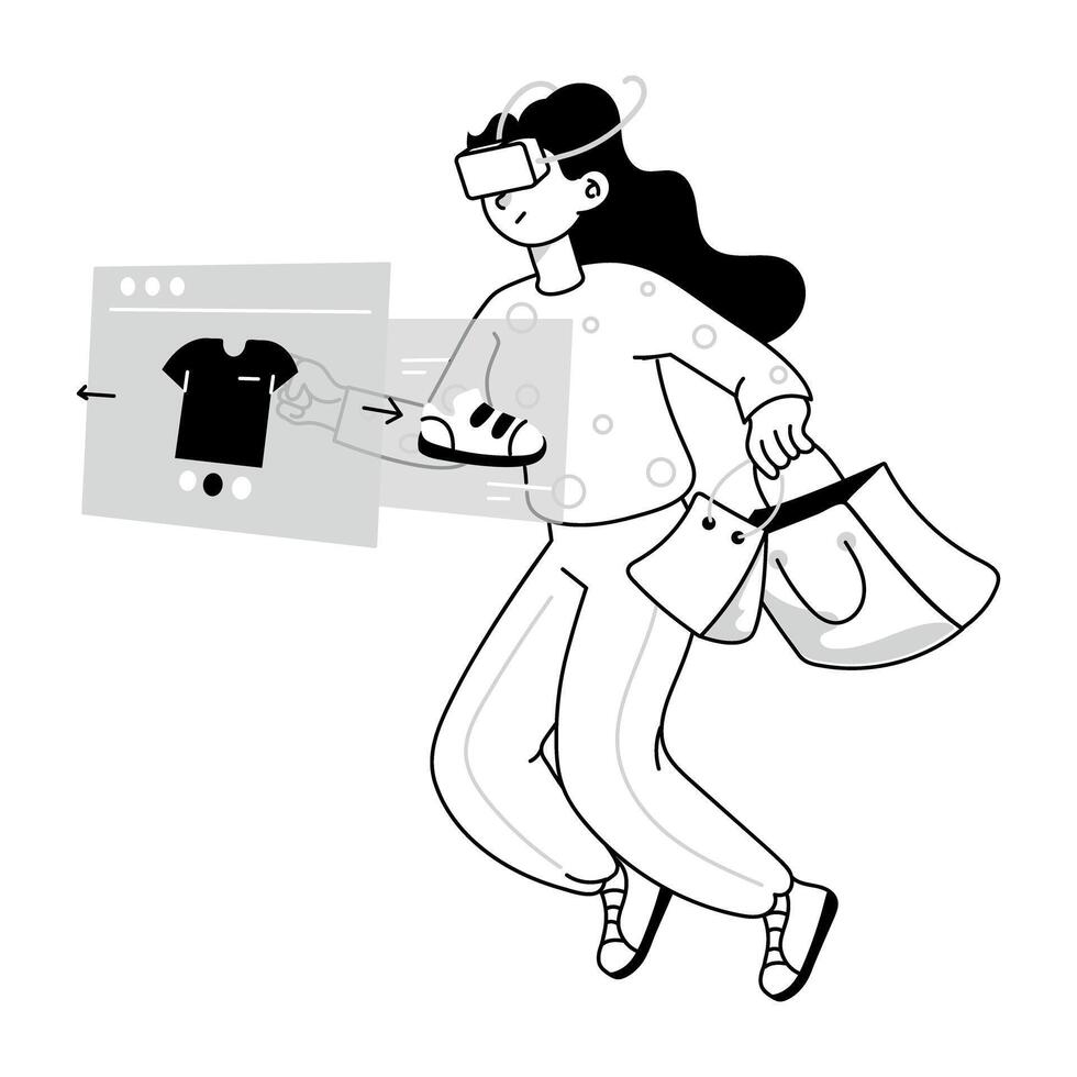 Check this doodle mini illustration of vr shopping vector