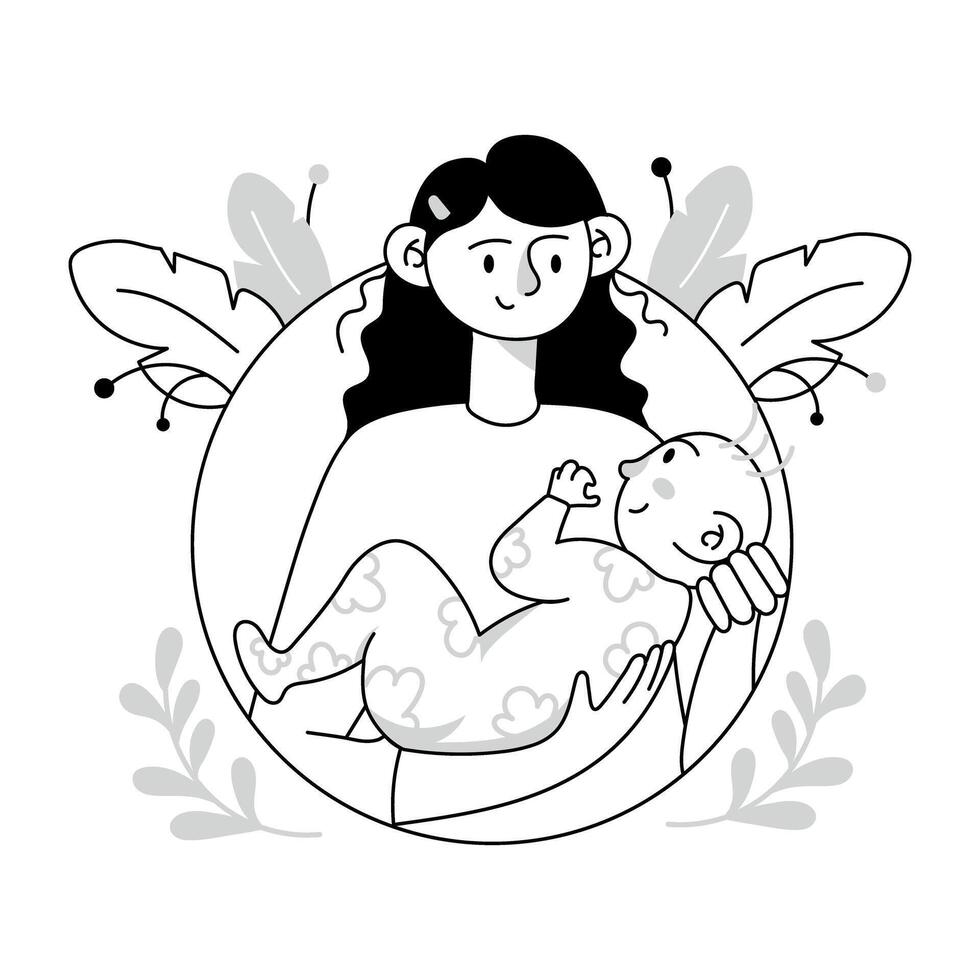 Premium doodle mini illustration of a caring mother vector