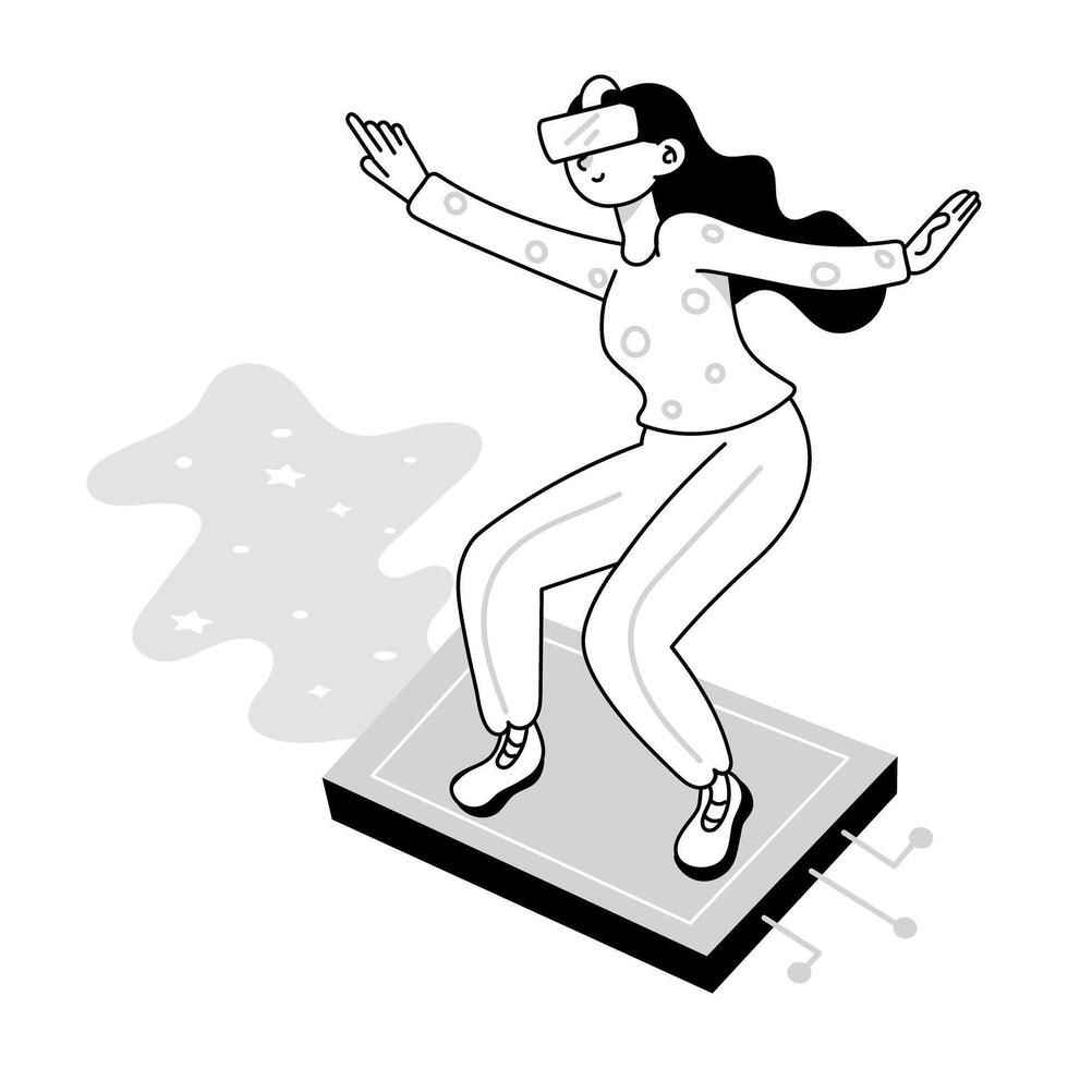 Get a glimpse of simulated reality doodle mini illustration vector