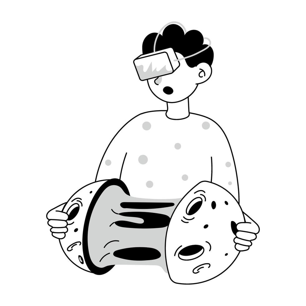 Grab this doodle mini illustration of vr simulation vector