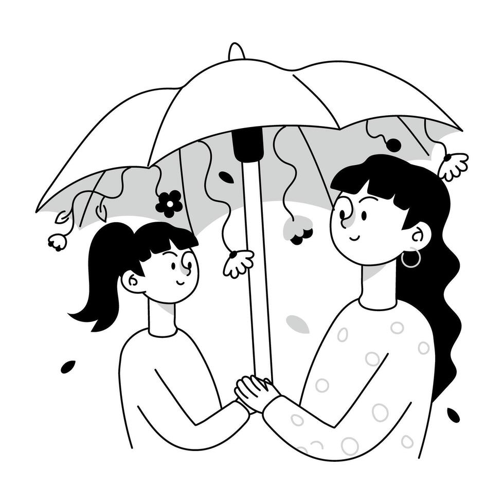 Check out doodle mini illustration of mother daughter bonding vector