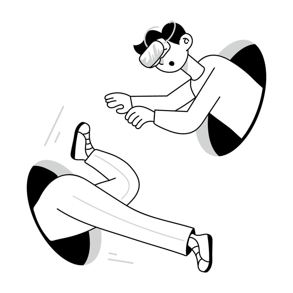 Latest doodle mini illustration of virtual reality vector
