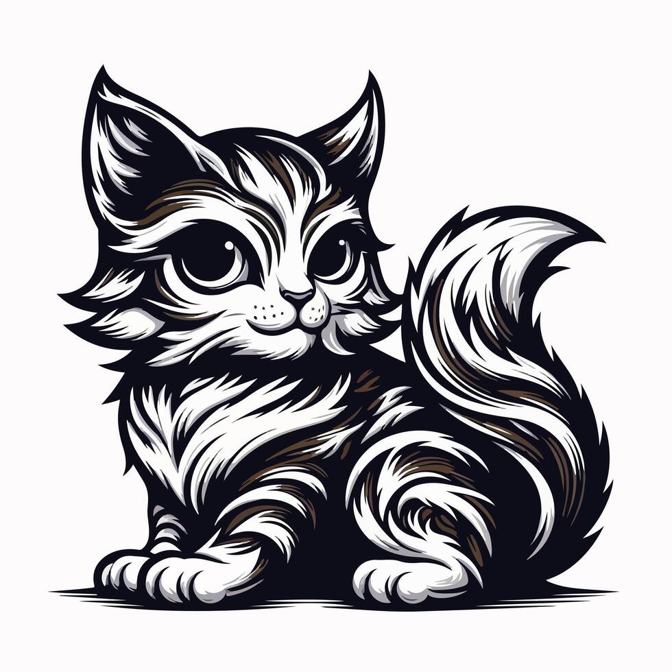 black and white catblack and white cat vector