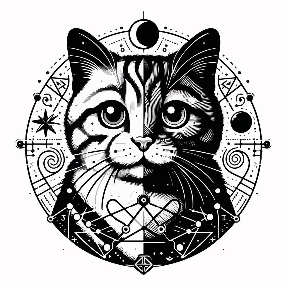 cat with heart vector