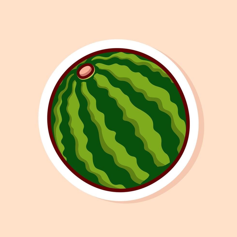 cute cartoon of green single watermelon isolated vector