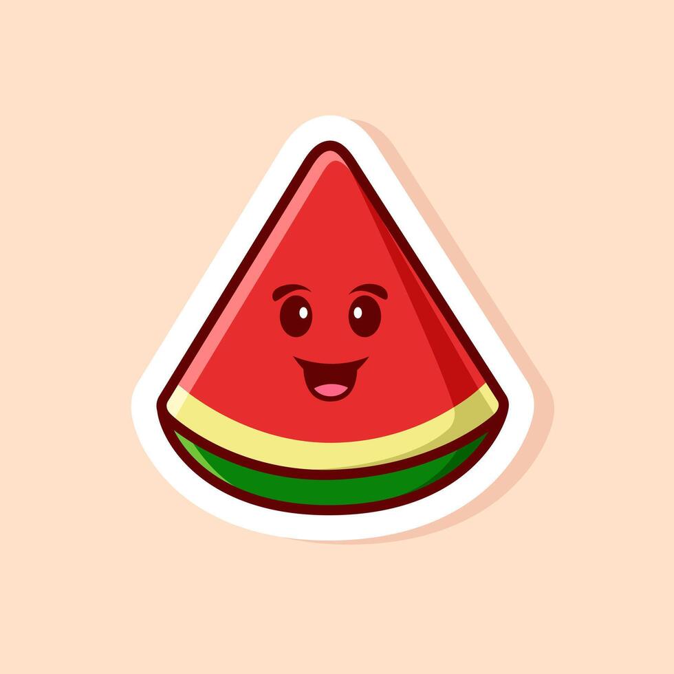 cute cartoon of red watermelon character vector