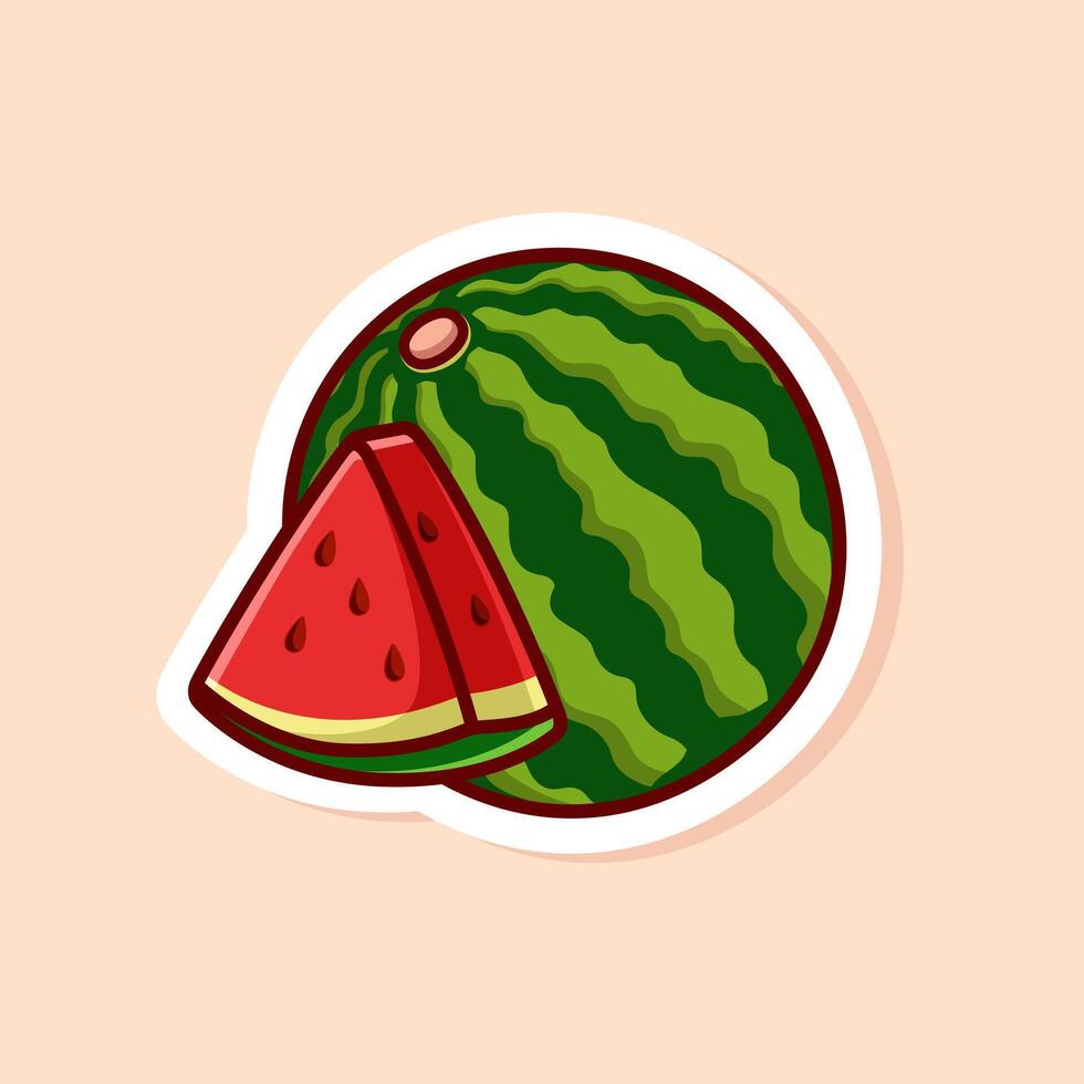 cute cartoon of triangle slice and single watermelon vector