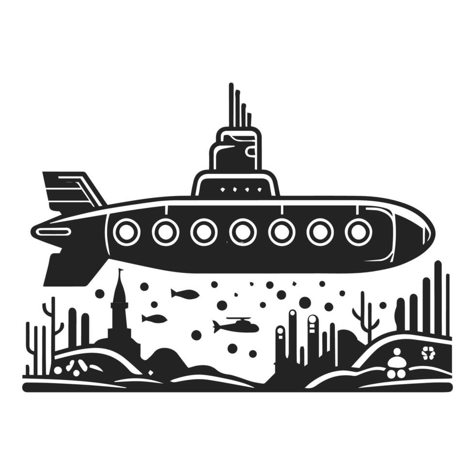 Military silhouette submarine icon on a white background. flat illustration. vector