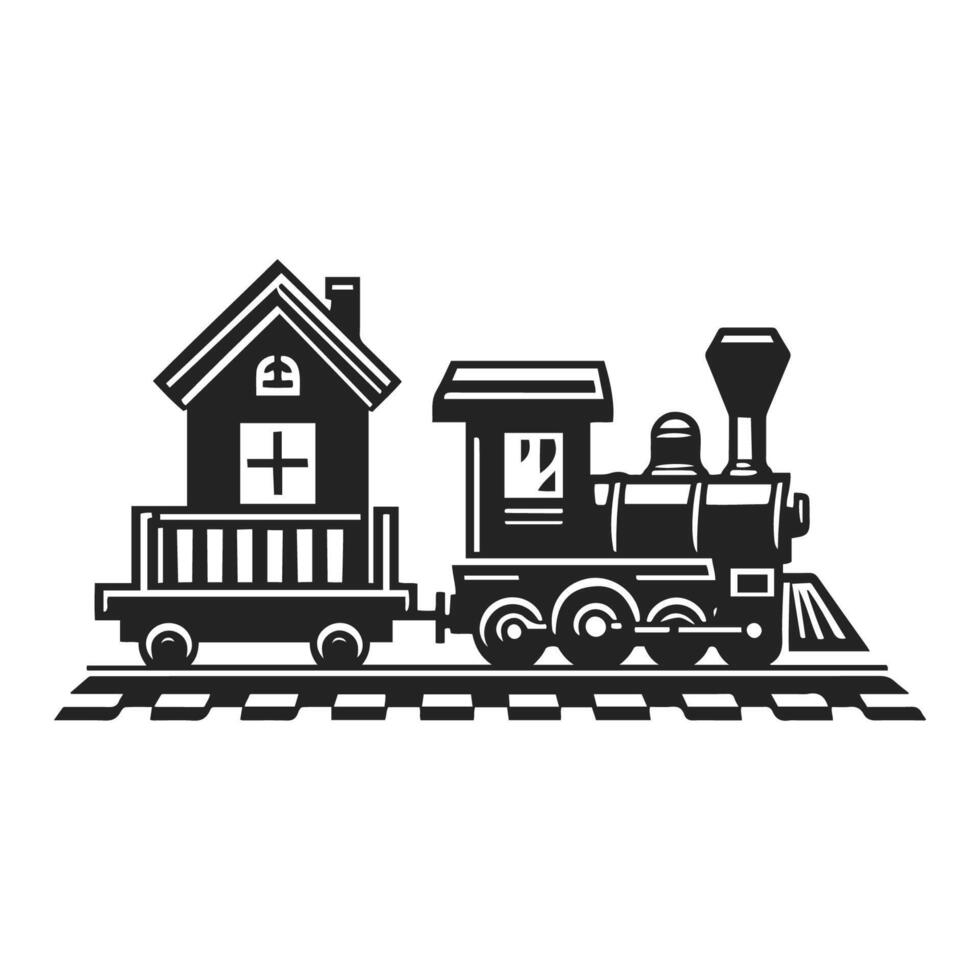 retro train logo flat icon on white background. vector
