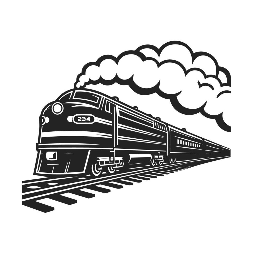 Electric Train Railway Silhouette. High quality vector