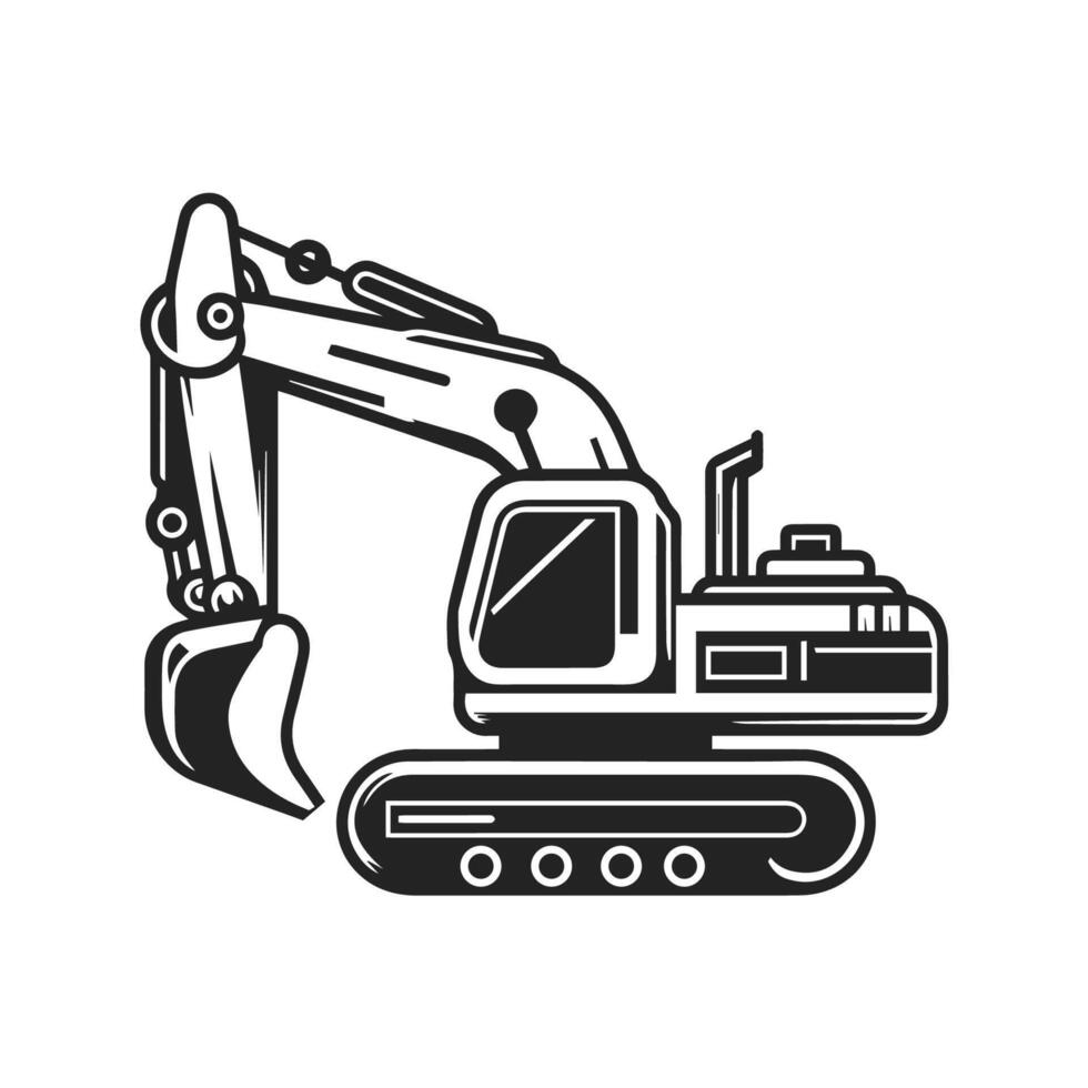 Big excavator flat icon on a white background. illustration. vector