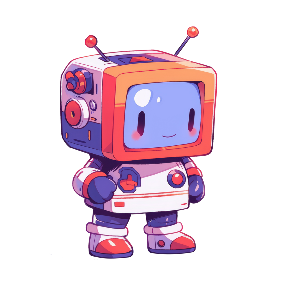 Cool robot character ilustration for tshirt design png