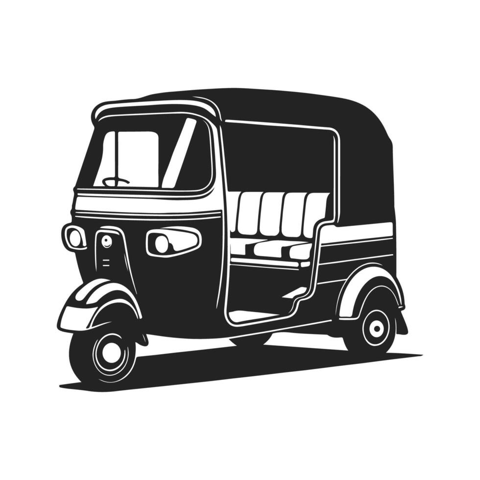 Auto rickshaw silhouette icon. Simple illustration of indian rickshaw icon for web design isolated on white background vector