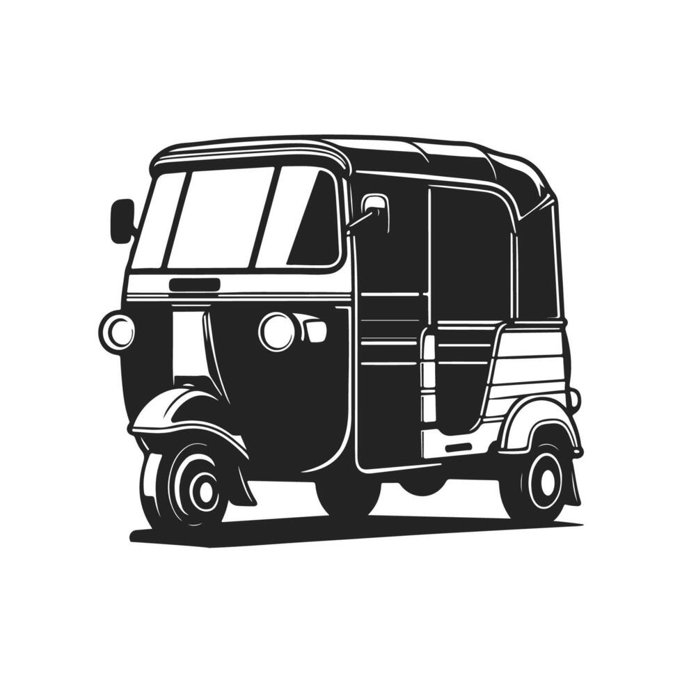 Icon symbol of a Tuk-tuk, a motorized three wheeled taxi which is a popular mode of transportation in South East Asia. vector
