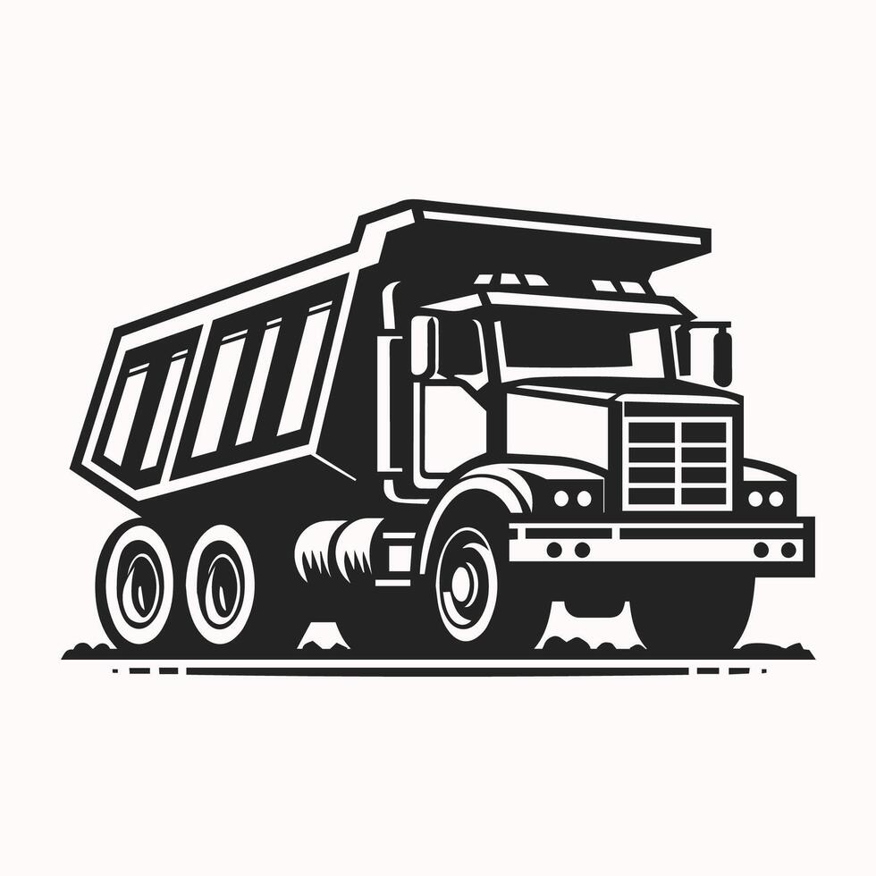 Clean Cut Dump Truck Outline. Sleek Art vector