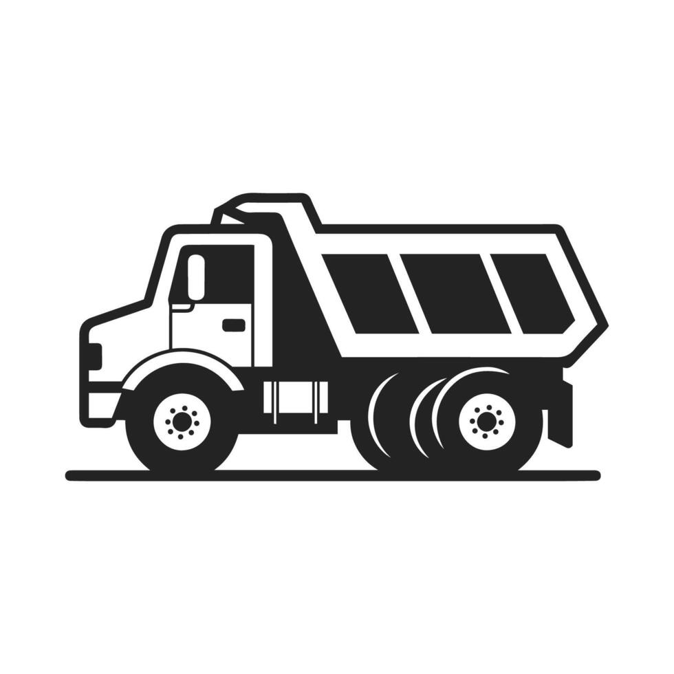 Elegant Dump Truck Outline, Classic Representation vector
