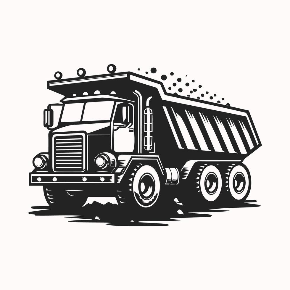 Efficient Dump Truck Silhouette. Contemporary Design vector