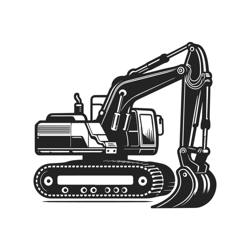 Excavator Silhouette logo on white background. vector