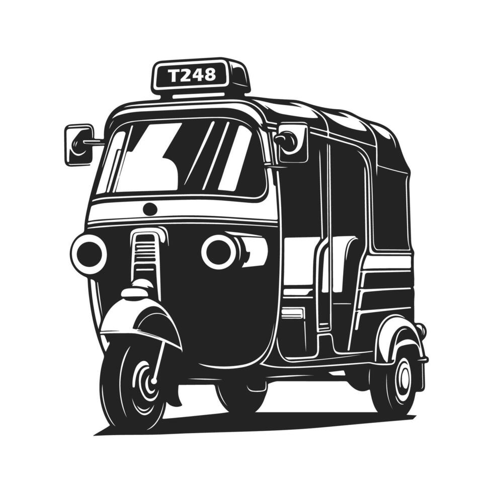 Simple illustration of auto rickshaw icon for web design isolated on white background vector