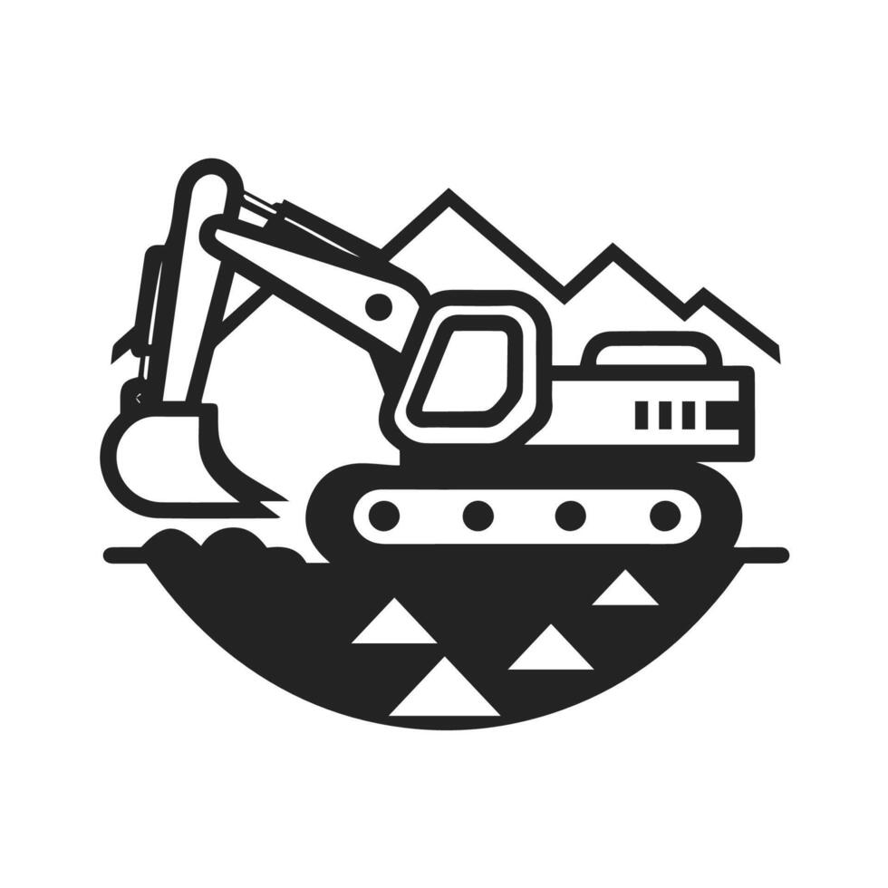 Excavator Silhouette icon on white background. flat icon illustration. vector