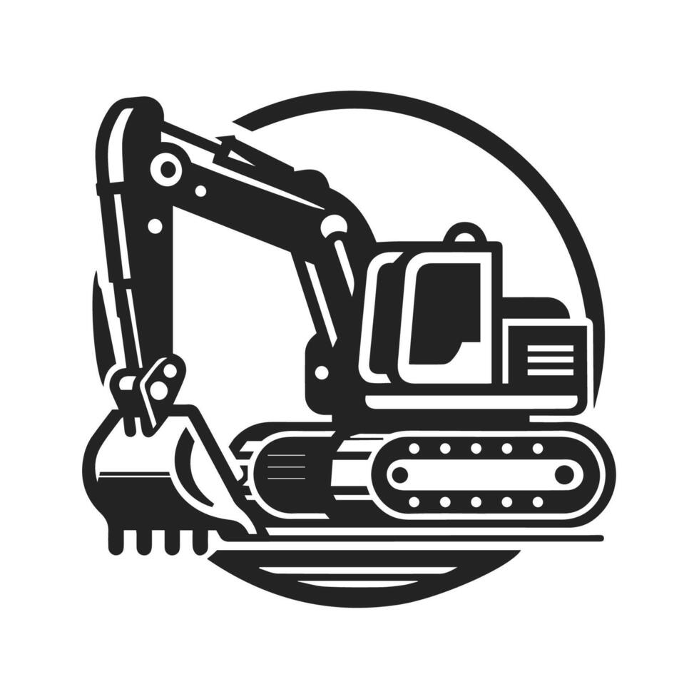 Excavator Silhouette icon on white background. flat icon illustration. vector