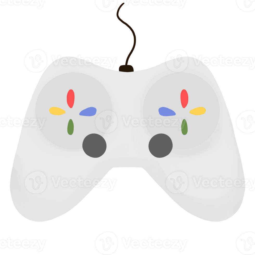 a white game controller with a colorful controller png