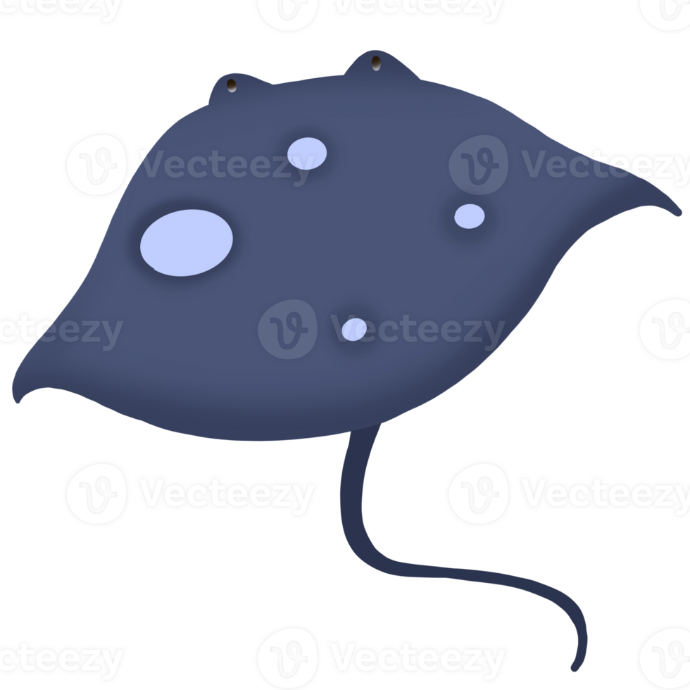 a sting ray with a blue body and a blue tail png