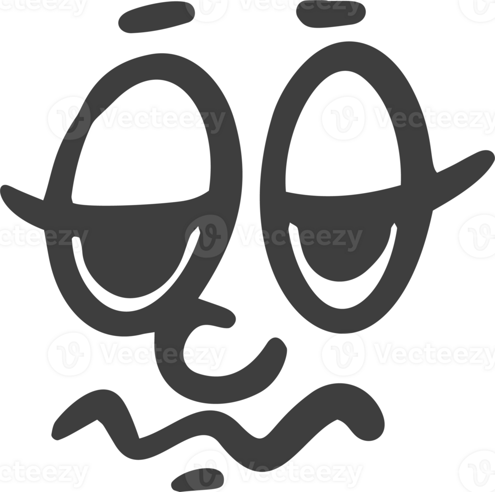 Cartoon retro face. Vintage mascot with comic cute eyes and mouth. Funny character expression. 30-50s design emotions element. Simple caricature head png