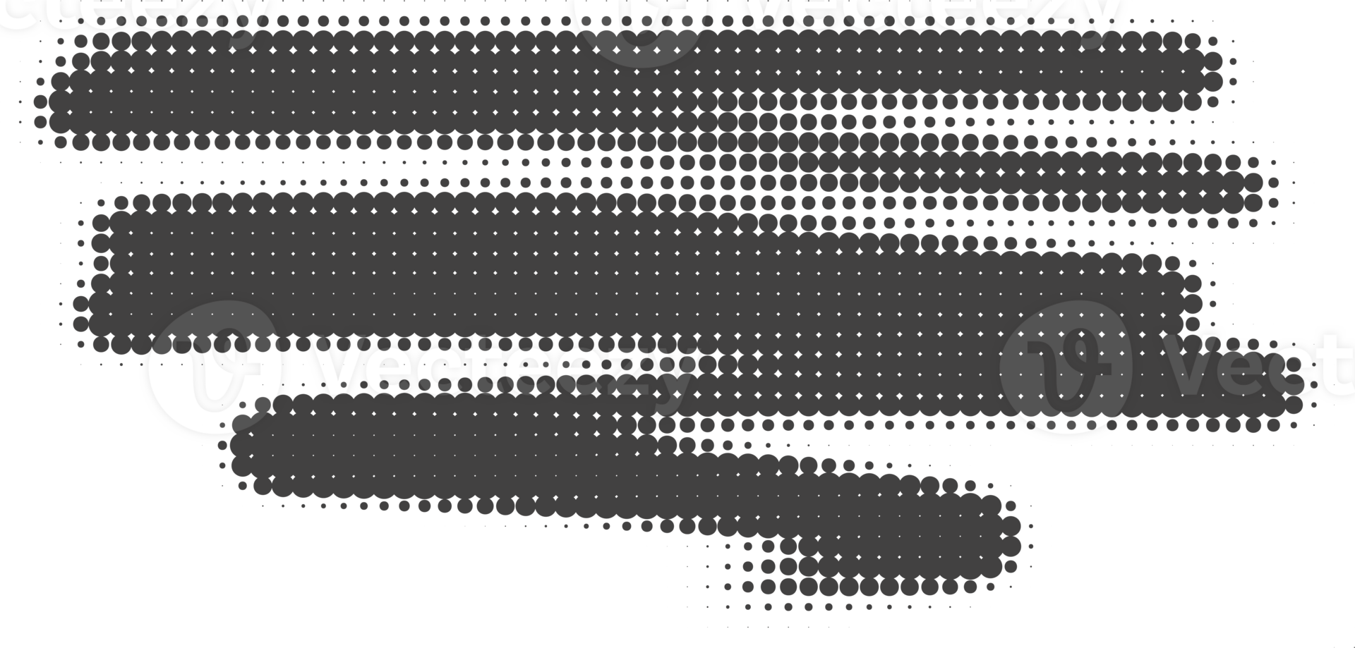 Halftone noisy gradient paint brush stroke. Dotted blobs. Abstract grunge element. png