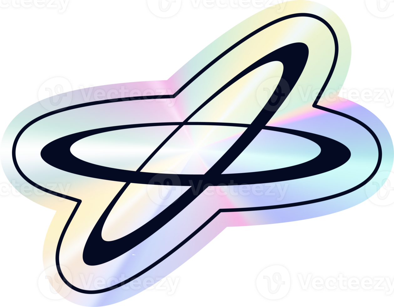 Y2k holographic orbits sticker png