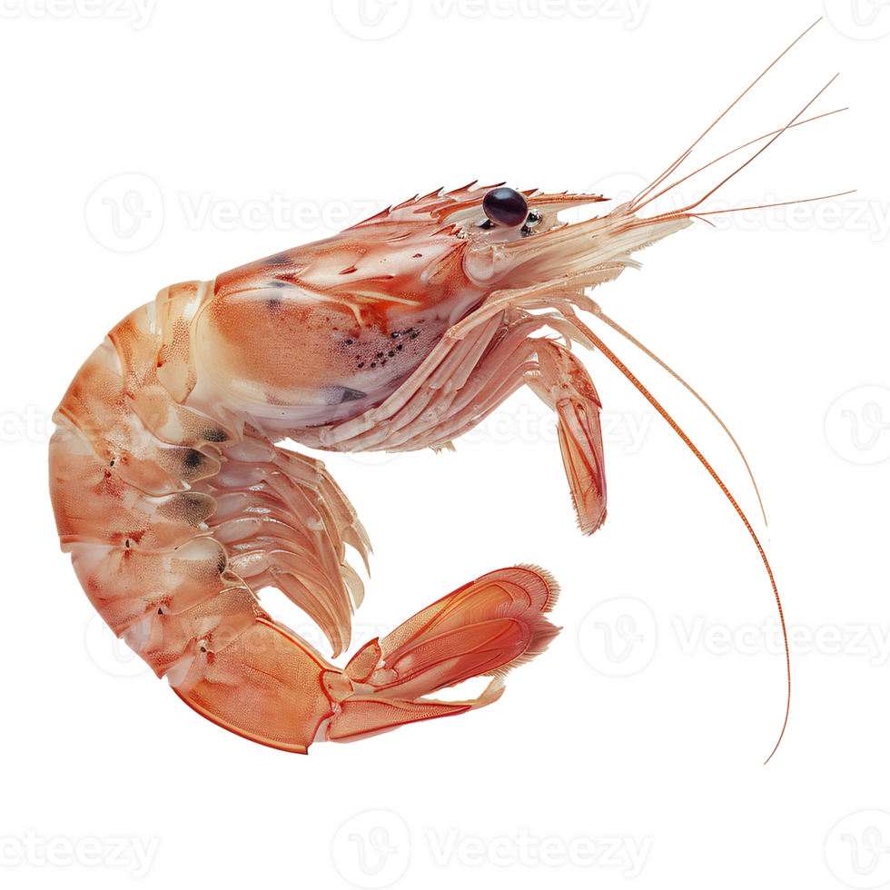 Fresh shrimp in their shells are isolated on a transparency background png