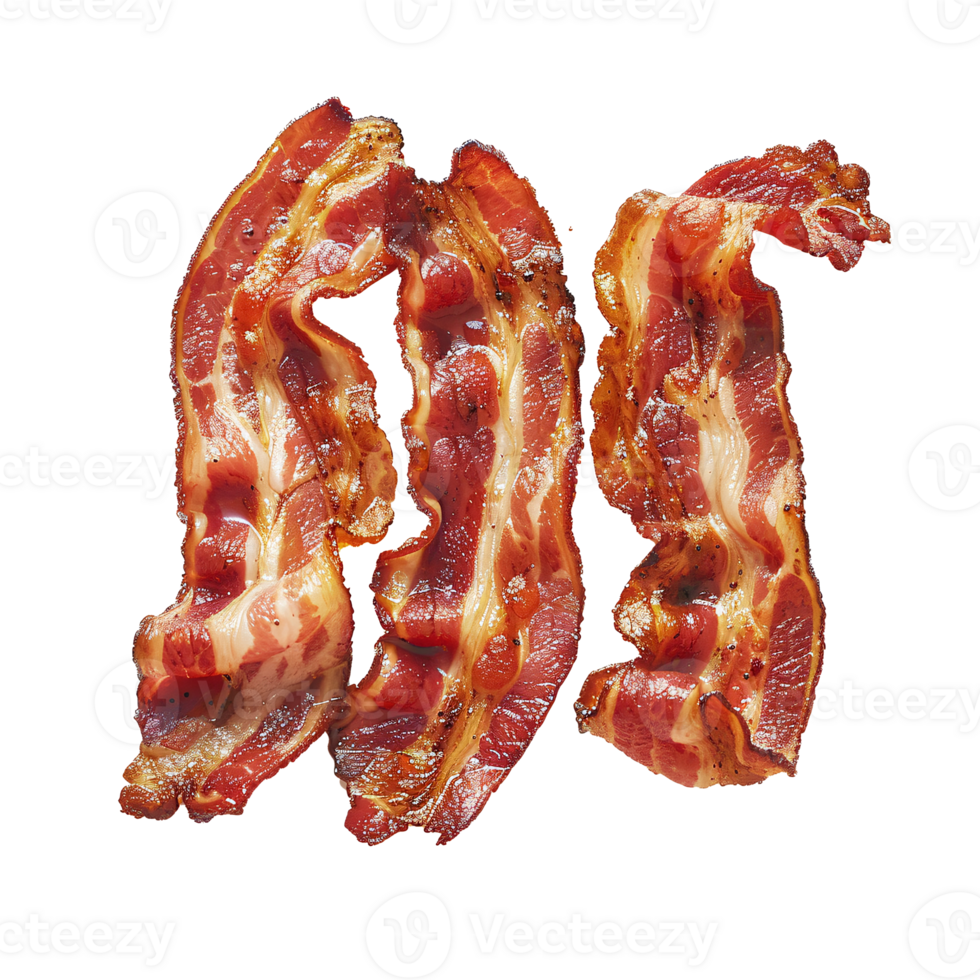 Thin slices of bacon isolated on background png