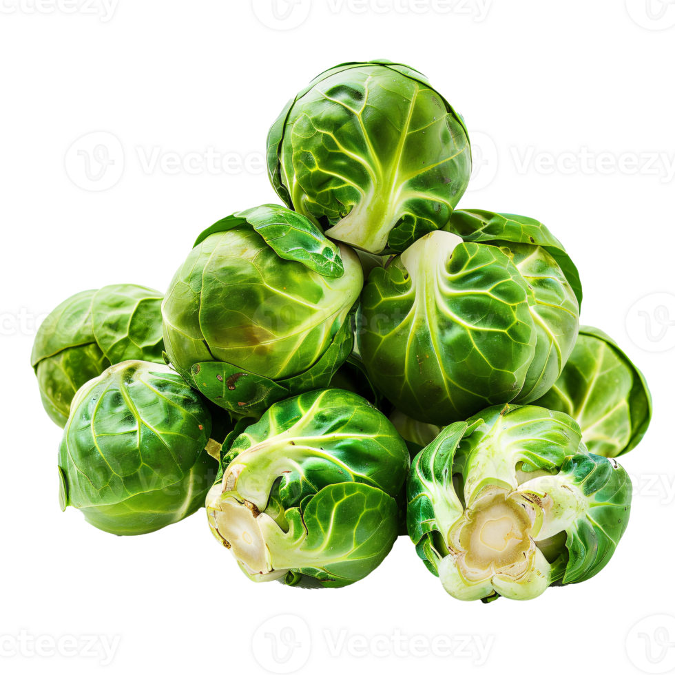 A close-up of a fresh, brussel sprouts isolated on a transparency background png