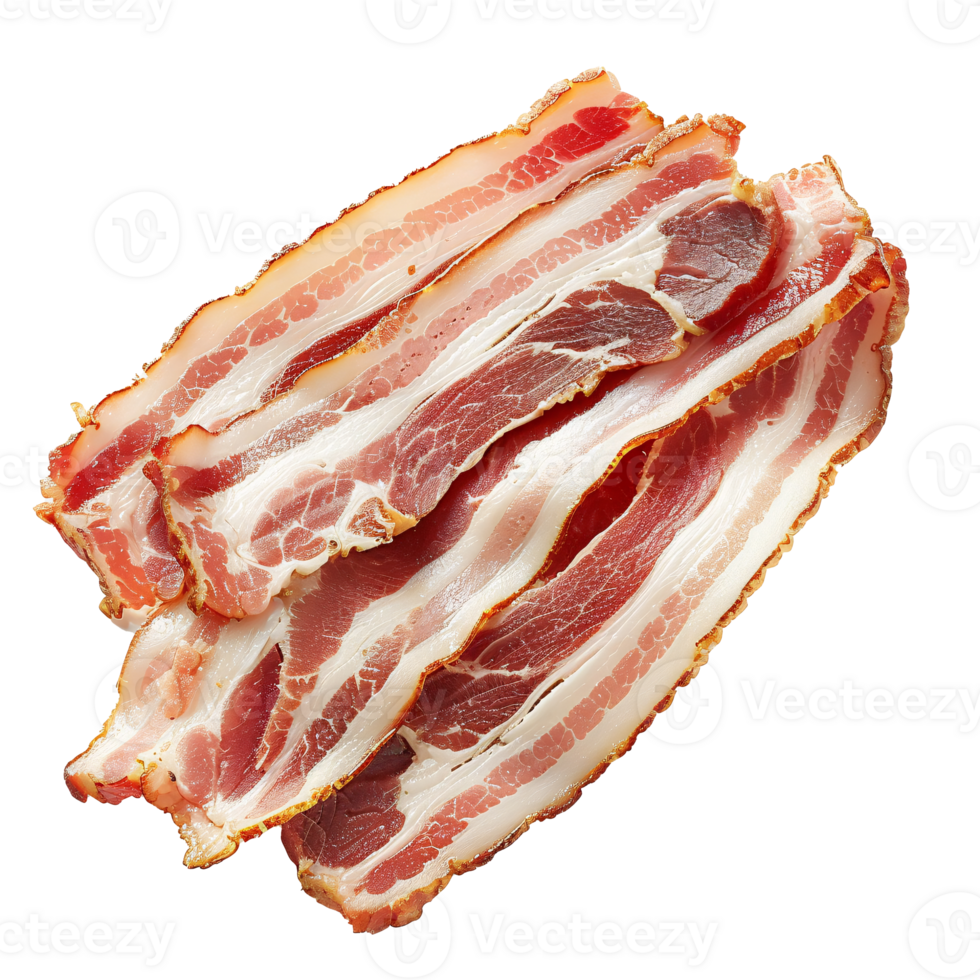 Thin slices of bacon isolated on background png