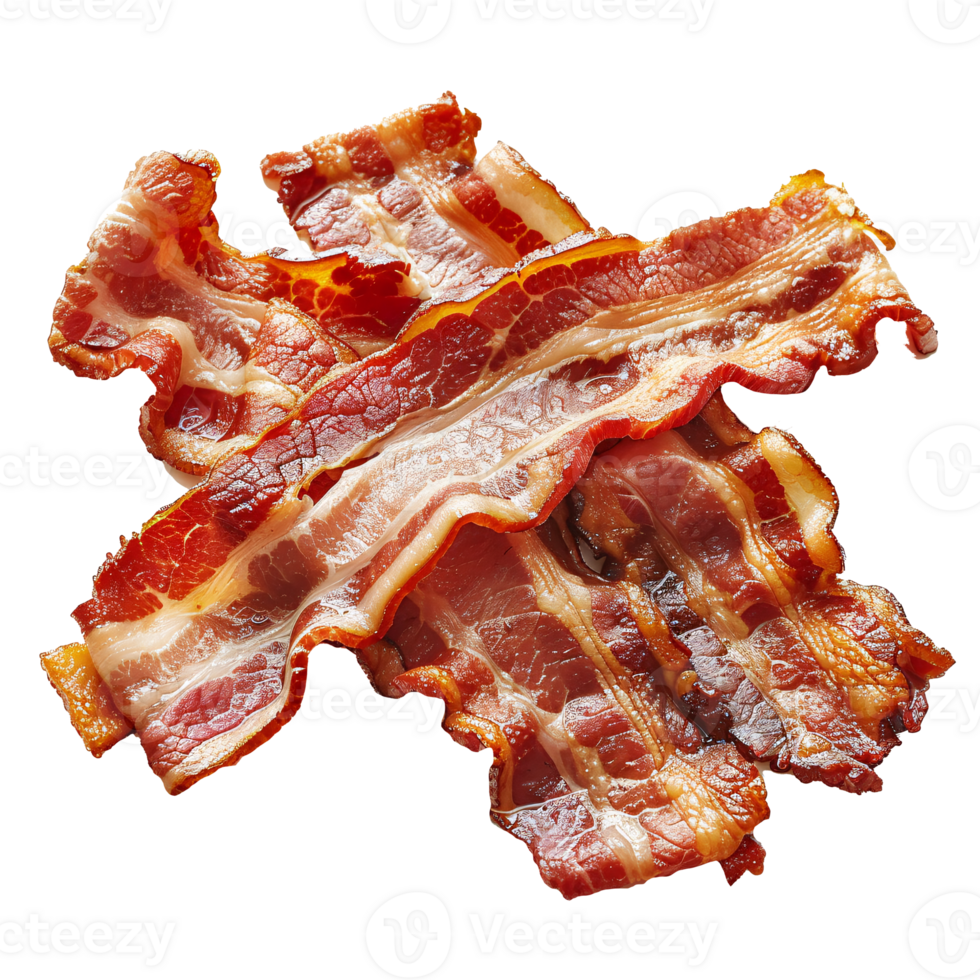 Thin slices of bacon isolated on background png