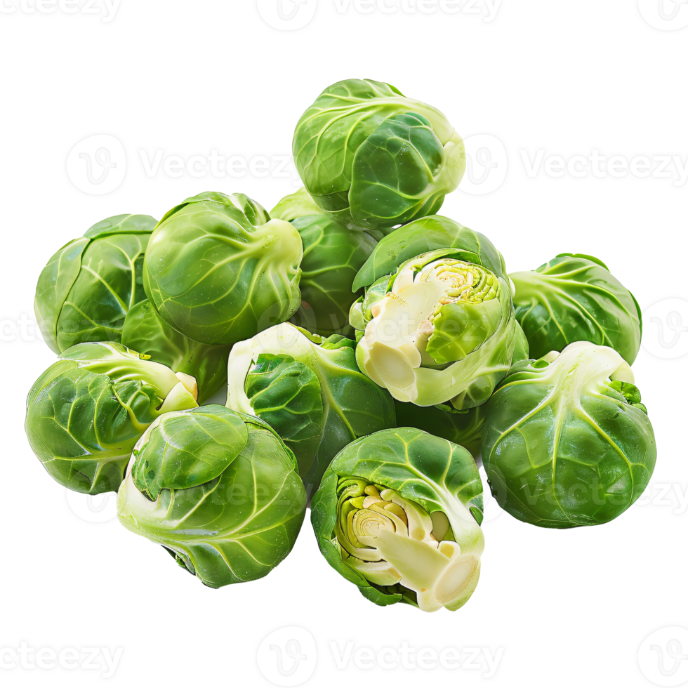 A close-up of a fresh, brussel sprouts isolated on a transparency background png